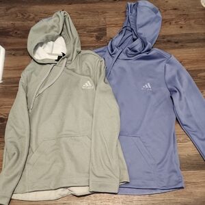 Adidas Light Green and Blueish-purple Hoodies